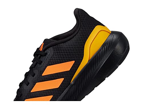 adidas® Kids Run Falcon 3.0 Running Shoes for Little Kids and Big Kids – Textile Design – Lace-Up Closure Black/Screaming Orange/Solar Gold 13 Little Kid M