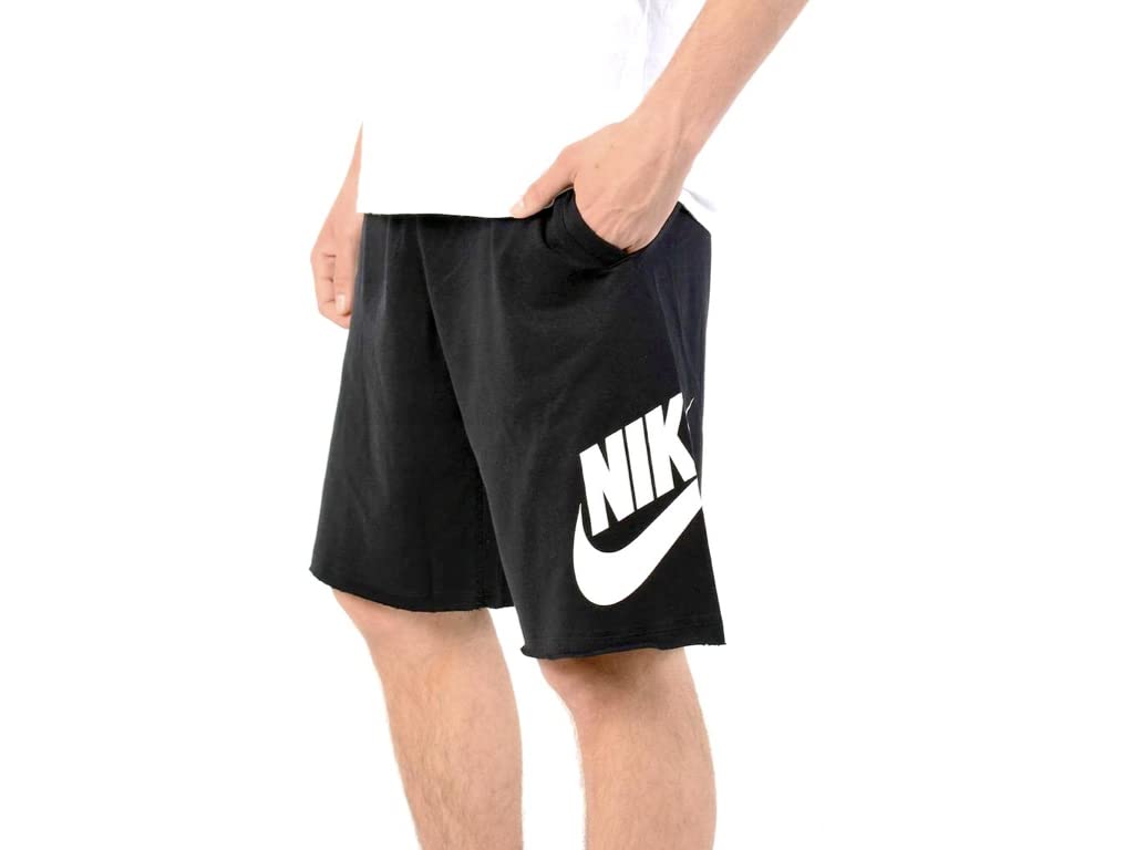 Nike Mens Aw77 French Terry Alumni Shorts (Black/White, XLarge)