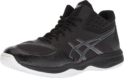 ASICS Men's Netburner Ballistic FlyteFoam Mid Top Volleyball Shoes, 10, Black/Black