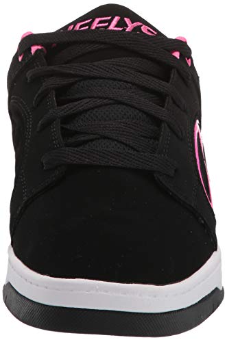 HEELYS Girl's Voyager Tennis Shoe, Black/Pink, 2 M US Big Kid