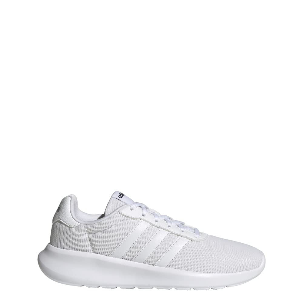 adidas Womens Lite Racer 3.0 Lace Up Sneakers Shoes Casual - Blue 8.5 White/White/Grey