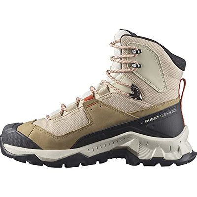 Salomon Women's QUEST ELEMENT GORE-TEX Hiking Boots For Women, Safari/Vanilla Ice/Mecca Orange, 6.5