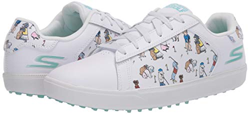 Skechers Men's Women's Go Drive Dogs at Play Spikeless Golf Shoe, White/Blue, 9