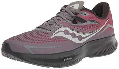 Saucony Men's Ride 15 Running Shoe, Charcoal/RED