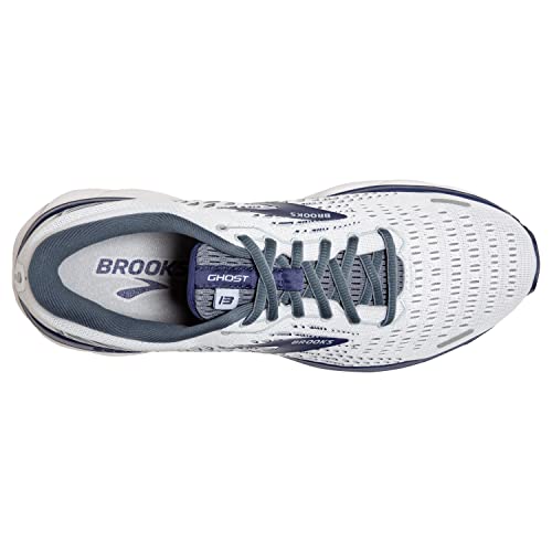 Brooks Men's Ghost 13 Running Shoe - White/Grey/Deep Cobalt - 9.5 Medium