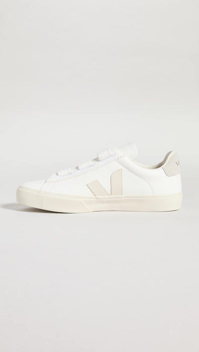 Veja Men's Recife Logo Leather Shoes, Extra White/Pierre/Natural, 11 Medium US