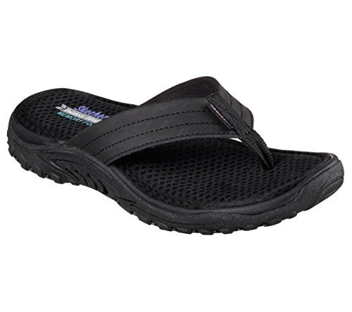 Skechers Women's Reggae Spectral Memory Foam Sandal, Black, 7 M US