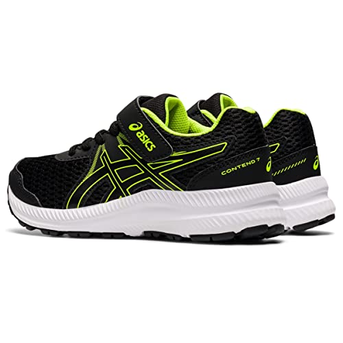 ASICS Kid's Contend 7 Pre-School Running Shoes, 1, Black/Hazard Green