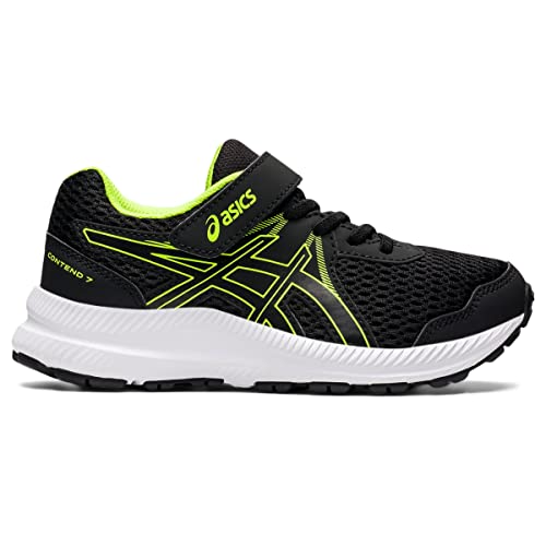 ASICS Kid's Contend 7 Pre-School Running Shoes, 1, Black/Hazard Green