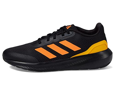 adidas® Kids Run Falcon 3.0 Running Shoes for Little Kids and Big Kids – Textile Design – Lace-Up Closure Black/Screaming Orange/Solar Gold 13 Little Kid M