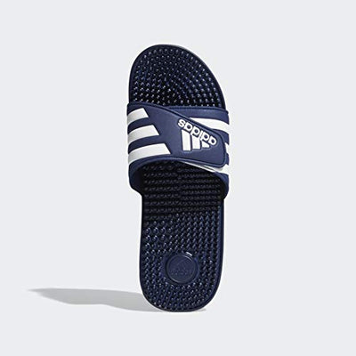 adidas Unisex Adissage Slides Sandal, Dark Blue/White/Dark Blue, 8 US Men