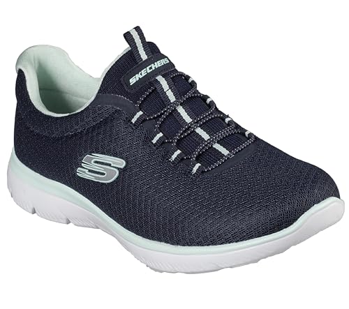 Skechers womens Summits Sneaker, Navy Aqua, 9.5 US