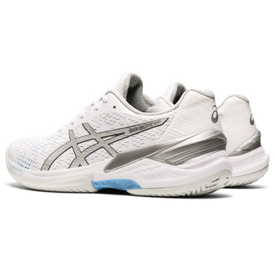 ASICS Women's Sky Elite FlyteFoam Volleyball Shoes, 12, White/Pure Silver