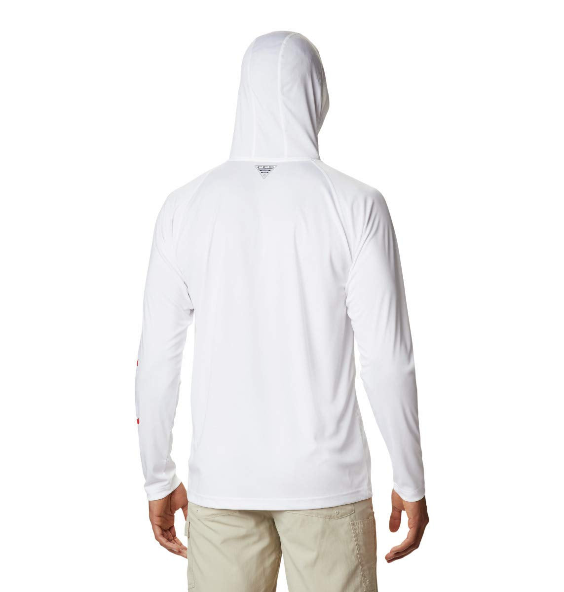 Columbia Men's PFG Terminal Tackle Hoodie White/Red Spark Logo 2X Tall