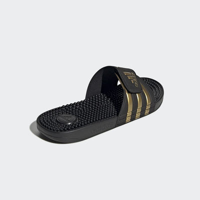 adidas Unisex Adissage Slides Sandal, Black/Gold Metallic/Black, 11 US Men