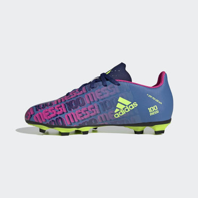 adidas X Speedflow Messi.4 Flexible Ground Cleat - Kids Soccer 5.5 Big Kid Victory Blue/Shock Pink/Solar Yellow