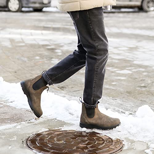 Blundstone 2242 Men's All-Terrain Thermal Series Waterproof Premium Leather Chelsea Boots with Insulated Shearling Footbed & Shock Absorption, Rustic Brown, 6.5 US Men / 5.5 AU