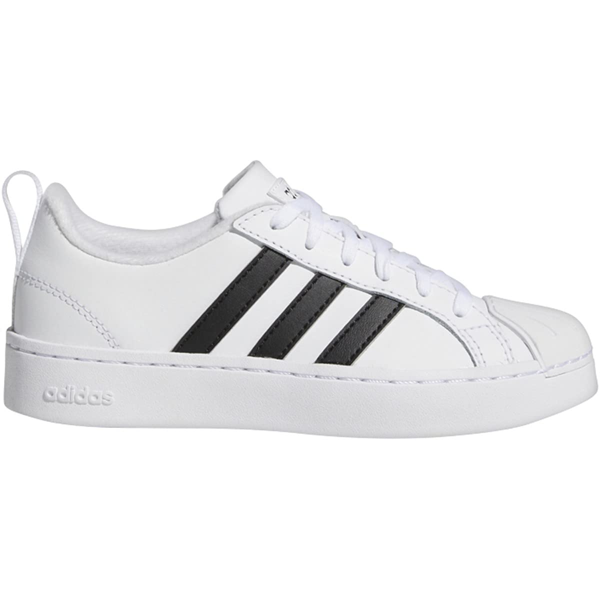 adidas girls StreetCheck Tennis Shoes, White-core Black, 3 Big Kid