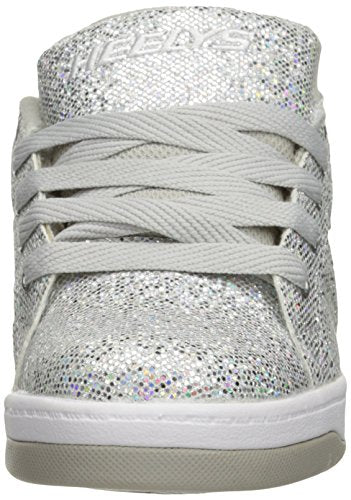 Heelys Girls Split Sneaker, Silver/Disco Glitter, 2 Little Kid