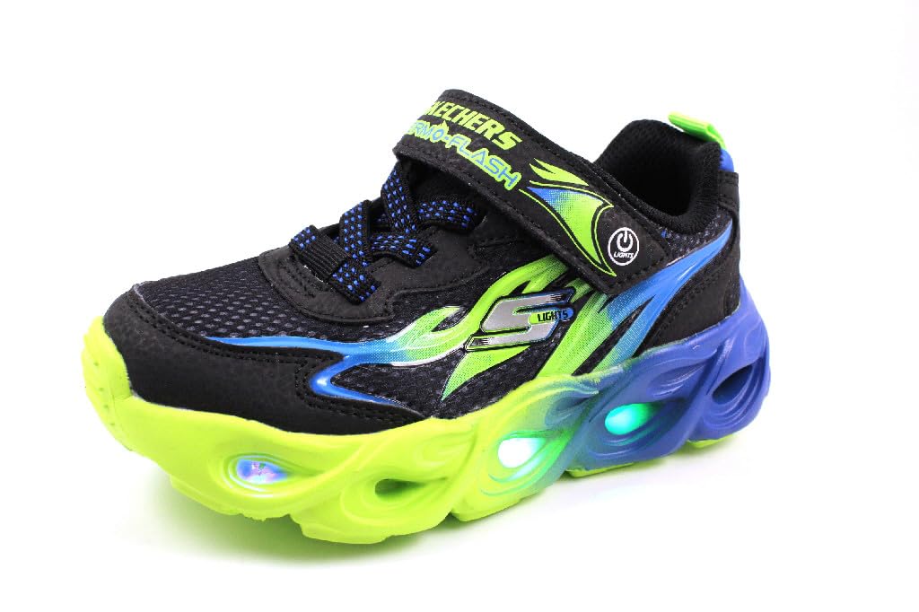 Skechers Boy's Thermo-Flash-Heat-Flux Sneaker 2 Little Kid Black/Blue/Lime