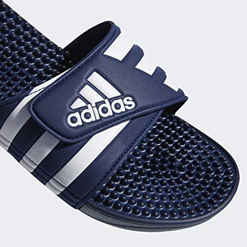 adidas Unisex Adissage Slides Sandal, Dark Blue/White/Dark Blue, 8 US Men