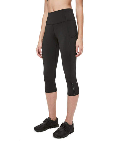 lululemon Fast and Free Hi-Rise Crop 19" (Black (Reflective), 6)