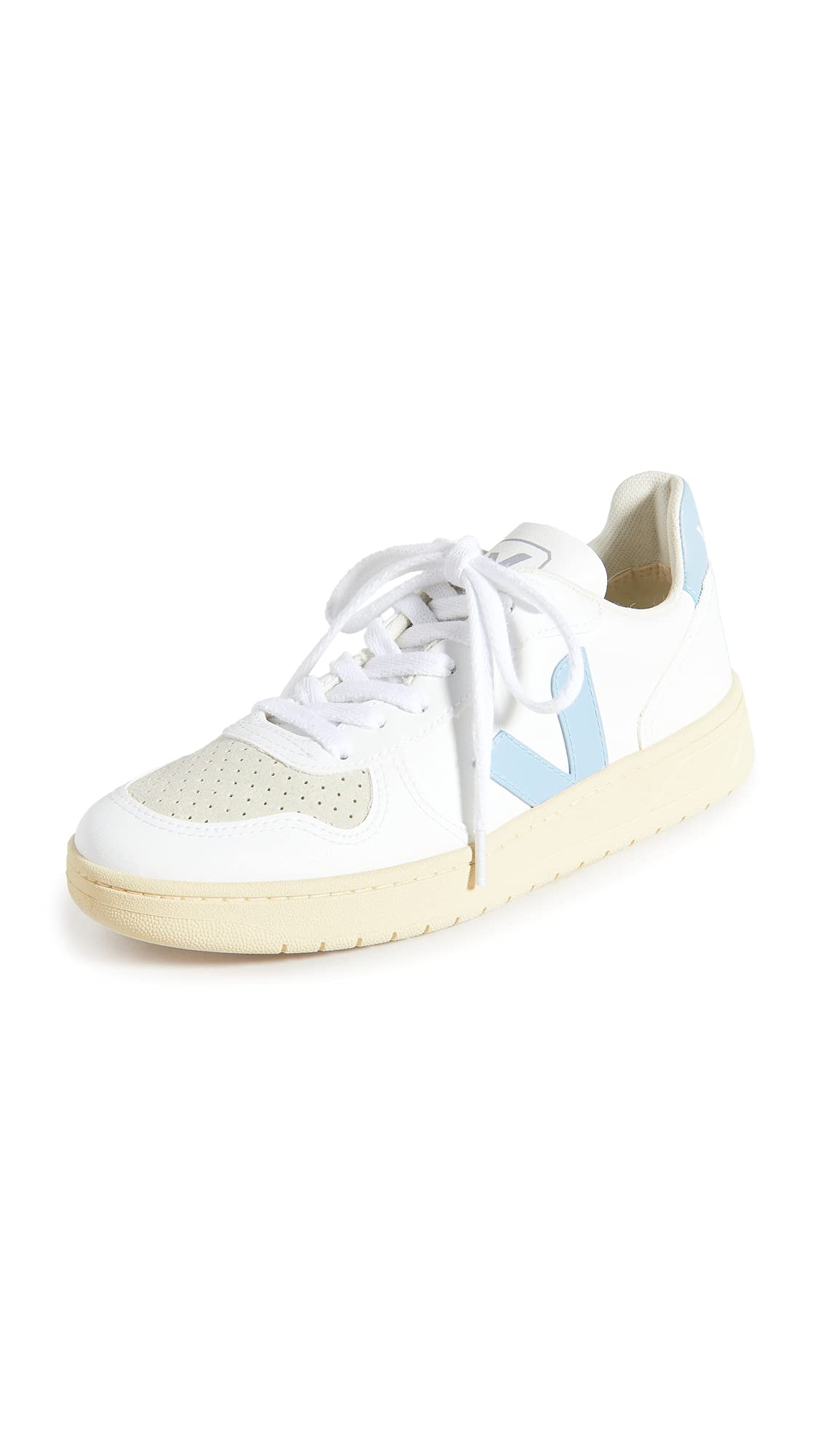 Veja Women's V-10 Sneakers, White/Steel/Butter-Sole, 6 Medium US