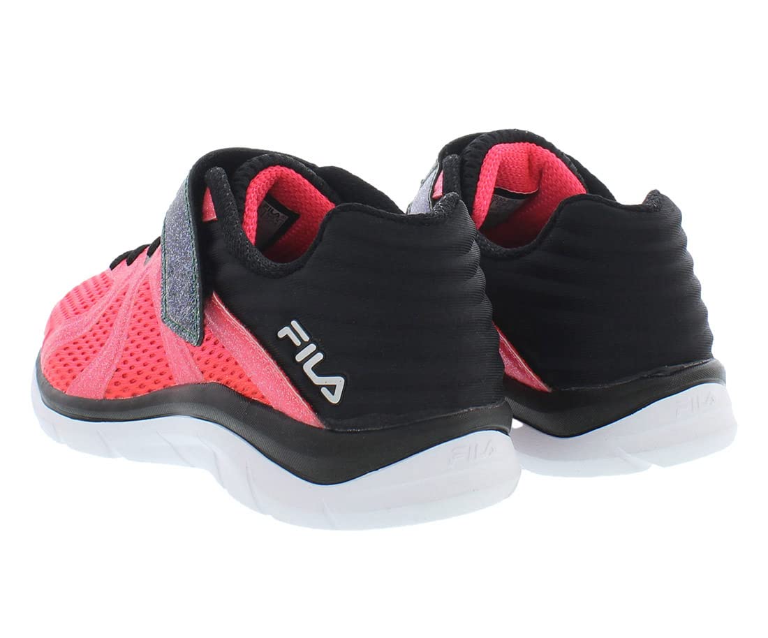 Fila Girl's Fraction 3 Strap Glitter (Little Kid/Big Kid) 6.5 Big Kid Diva Pink/Black/Metallic Silver