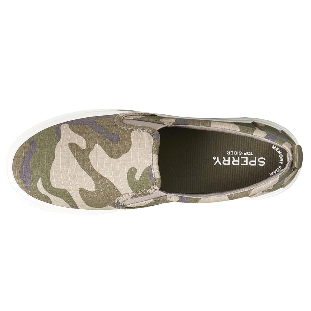 Sperry Womens Pier Wave Camouflage Slip On Sneakers Shoes Casual - Green - Size 9 M