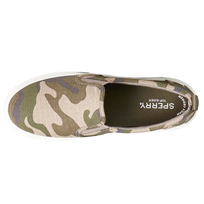 Sperry Womens Pier Wave Camouflage Slip On Sneakers Shoes Casual - Green - Size 9 M