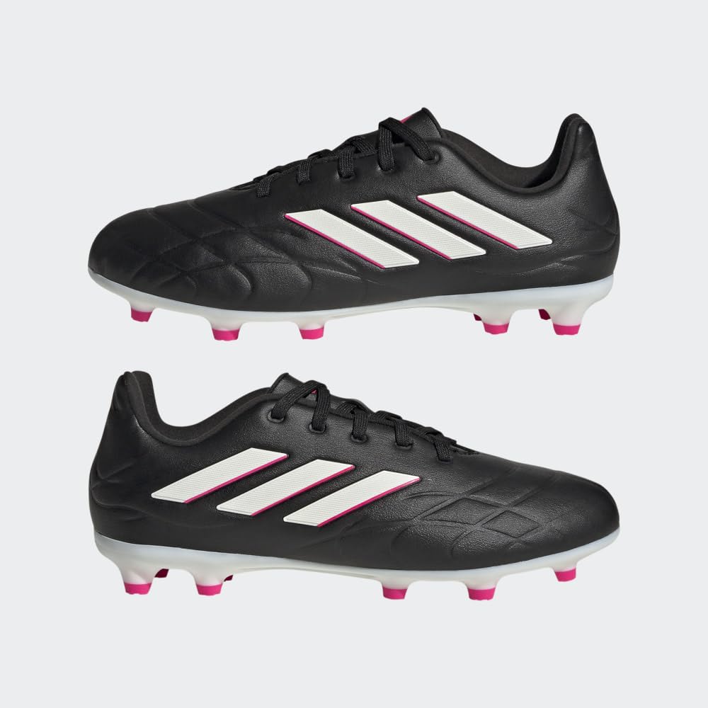 adidas Copa Pure.3 Firm Ground Soccer Shoe, Black/Zero Metallic/Team Shock Pink, 4.5 US Unisex Big Kid