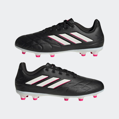 adidas Copa Pure.3 Firm Ground Soccer Shoe, Black/Zero Metallic/Team Shock Pink, 4.5 US Unisex Big Kid