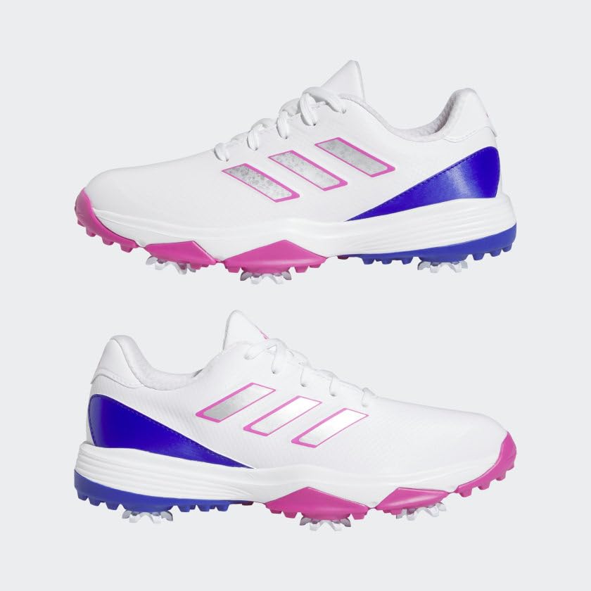 adidas Youth ZG23 Golf Shoes, Footwear White/Lucid Fuchsia/Lucid Blue, 6.5 Kids