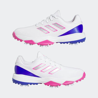 adidas Youth ZG23 Golf Shoes, Footwear White/Lucid Fuchsia/Lucid Blue, 6.5 Kids