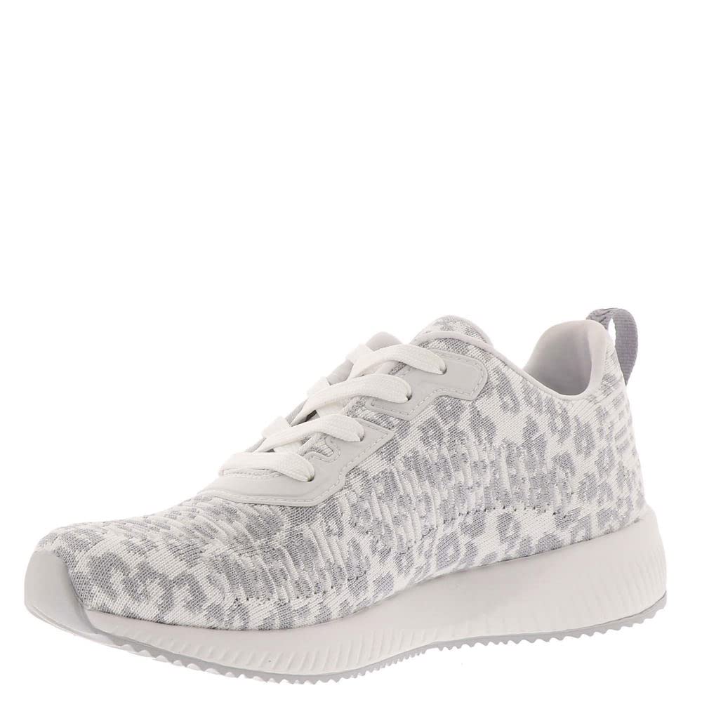 Skechers Women's Bobs Squad-Leopard Sneaker 9 White-grey