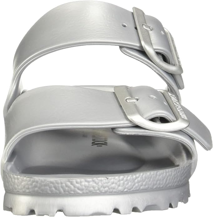 Birkenstock Unisex Arizona Essentials Slide-On Sandal, Metallic Silver, 15-15.5 Women/13-13.5 Men, 46EU