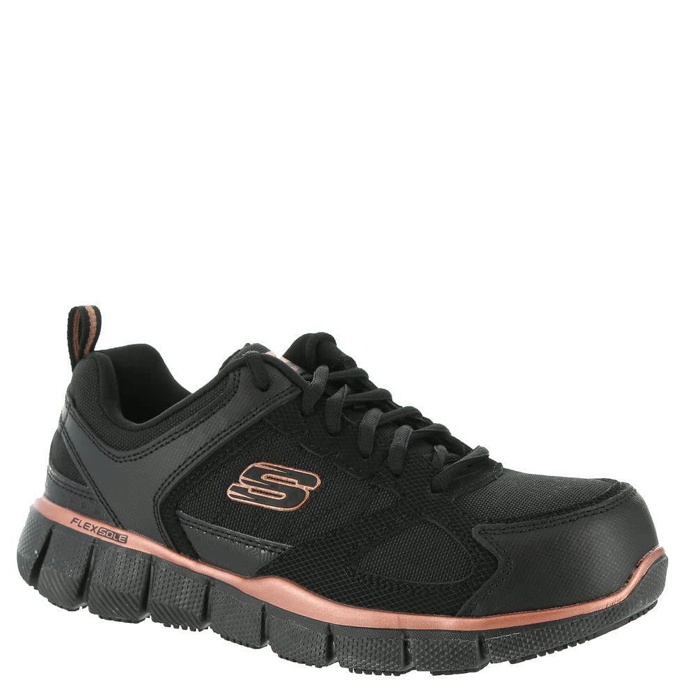 Skechers Work Telfin-Kanpur Work Sneaker Women's Oxford 7.5 Black-rose Gold