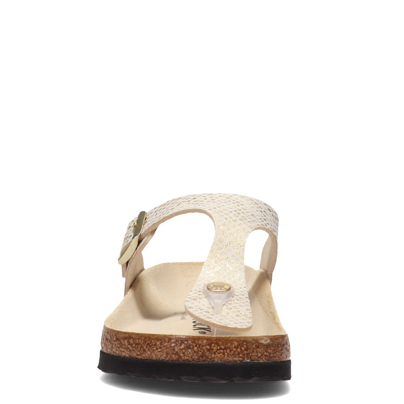 Birkenstock Women's Gizeh Sandals, Shiny Python Eggshell, Gold, Print, 6-6.5 Medium US