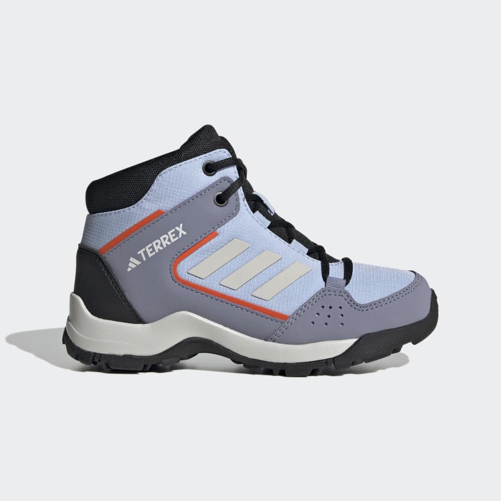 adidas Kids' Terrex Hyperhiker Mid Hiking Shoe 4 Big Kid Blue Dawn/Grey One/Solar Gold