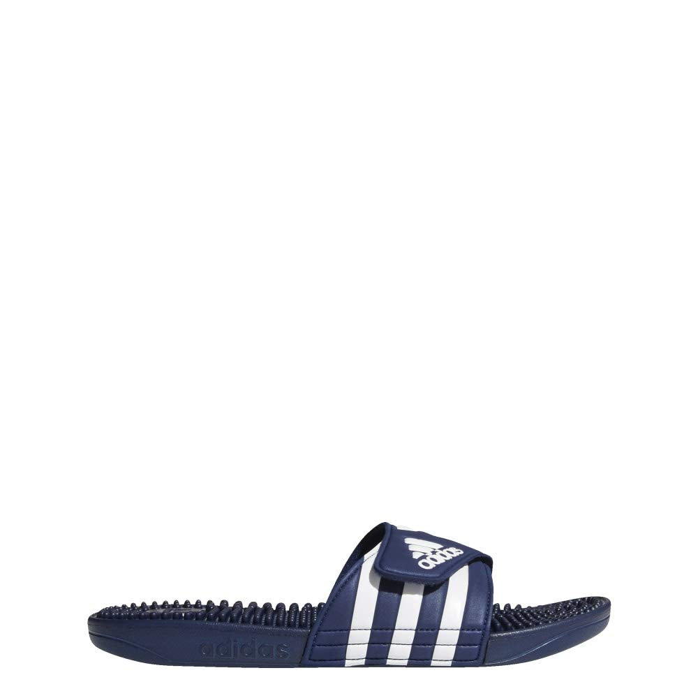 adidas Unisex Adissage Slides Sandal, Dark Blue/White/Dark Blue, 8 US Men