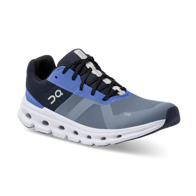 On Men's Cloudrunner Sneakers, Blue/White, Blue, 8.5 Medium US