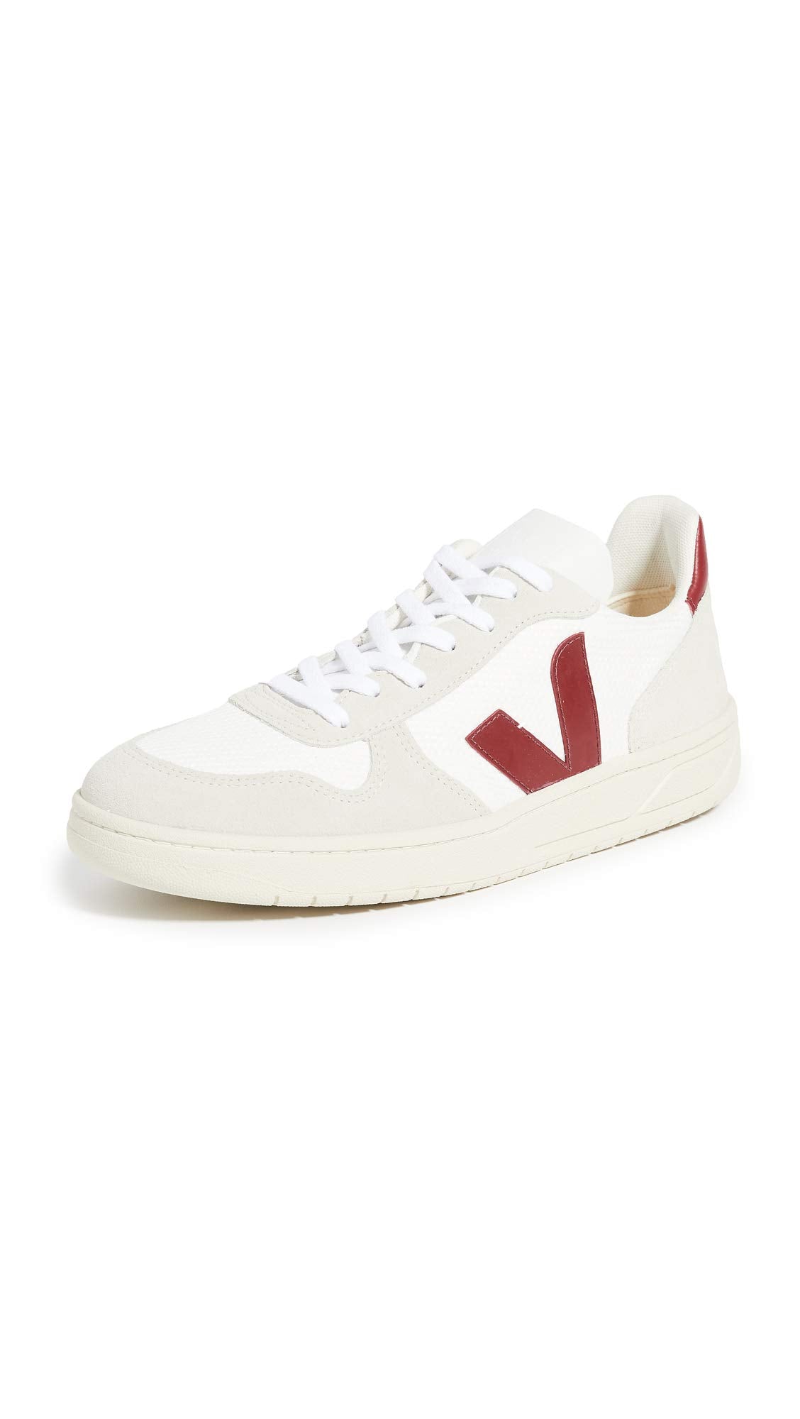 Veja Men's V-10 Sneakers, White/Natural/Marsala, 10 Medium US