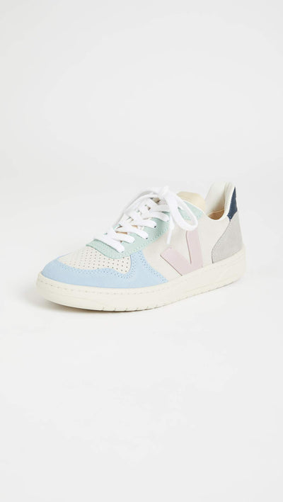 Veja Women's V-10 Sneakers, Multico/Natural/Babe, 4 Medium US