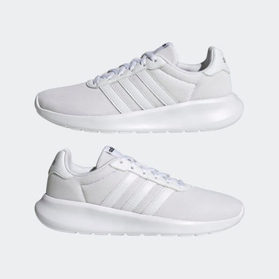 adidas Womens Lite Racer 3.0 Lace Up Sneakers Shoes Casual - Blue 8.5 White/White/Grey