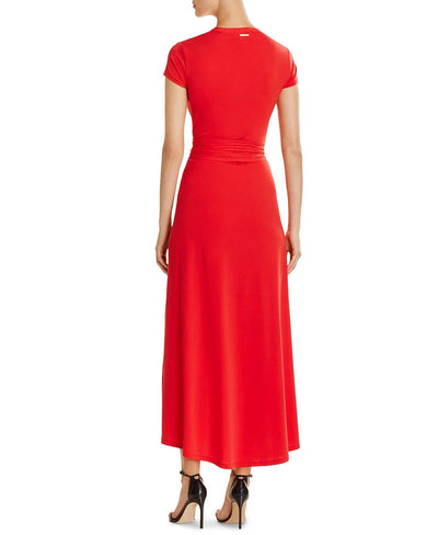 Michael Michael Kors womens Cap Sleeve Wrap Maxi Dress X-Small Geranium