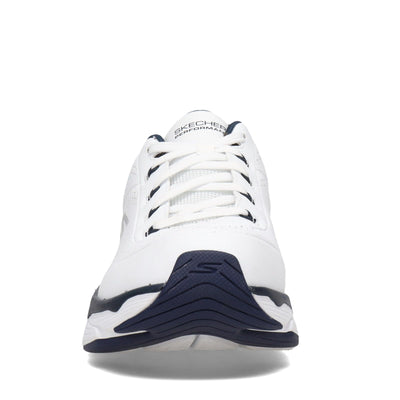 Skechers Men's Max Cushioning Elite Lucid-Athletic Leather Cross-Training Tennis Shoe Sneaker, White/Navy, 8.5