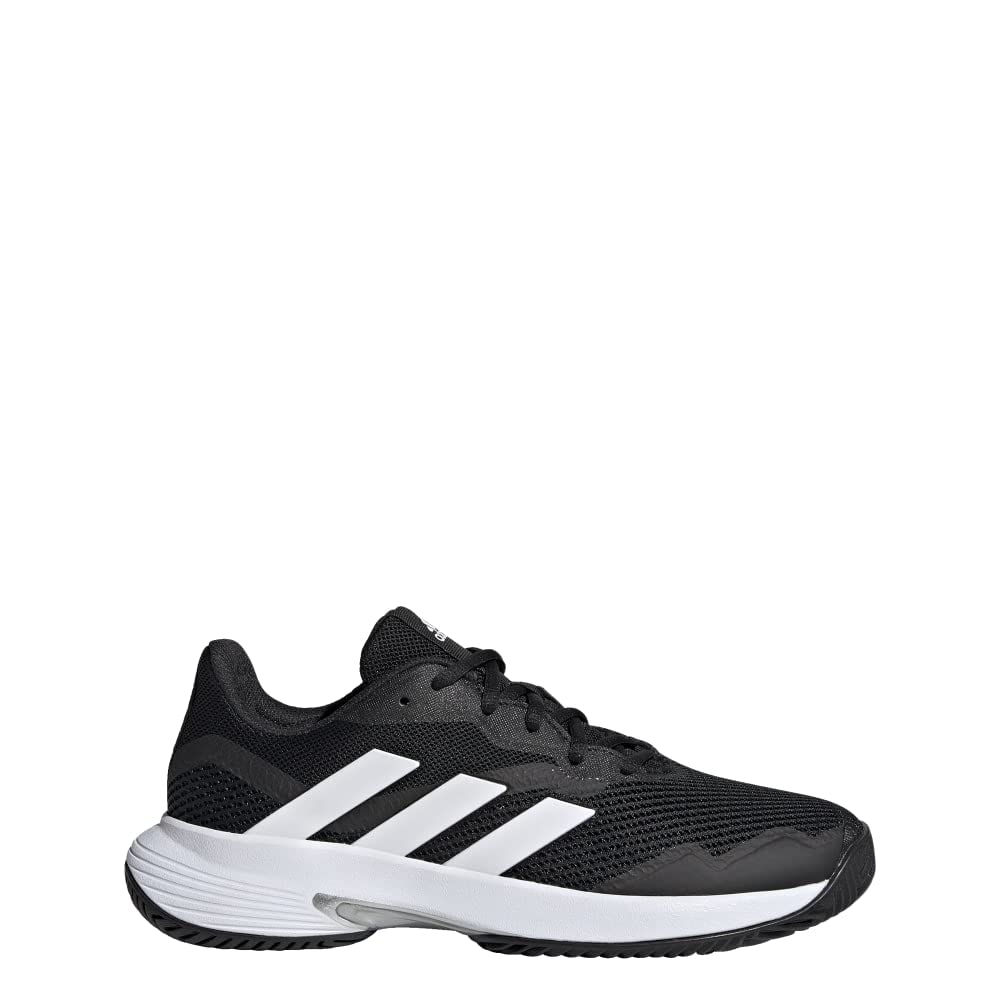 adidas Women's CourtJam Control Tennis Shoe, Core Black/White/Silver Metallic, 8