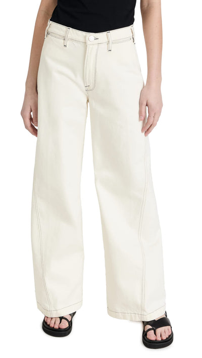 FRAME Women's Le Baggy Palazzo Pants, Chalked, White, 27