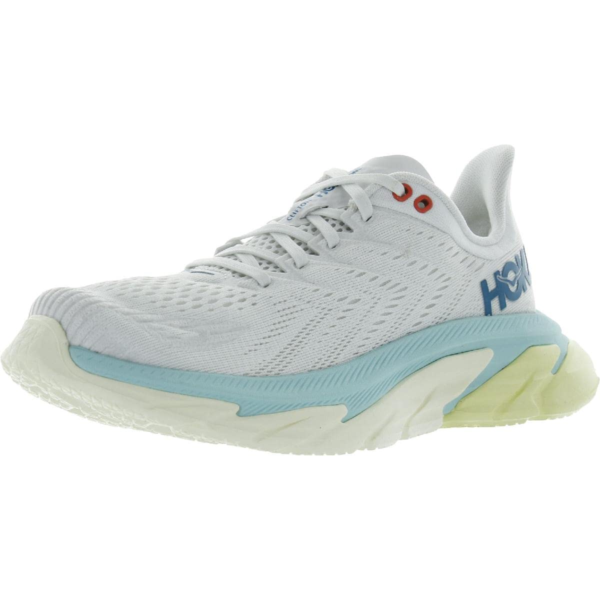 HOKA ONE ONE Women's Clifton Edge Road Running Shoe 8.5 Blanc De Blanc/Blue Tint