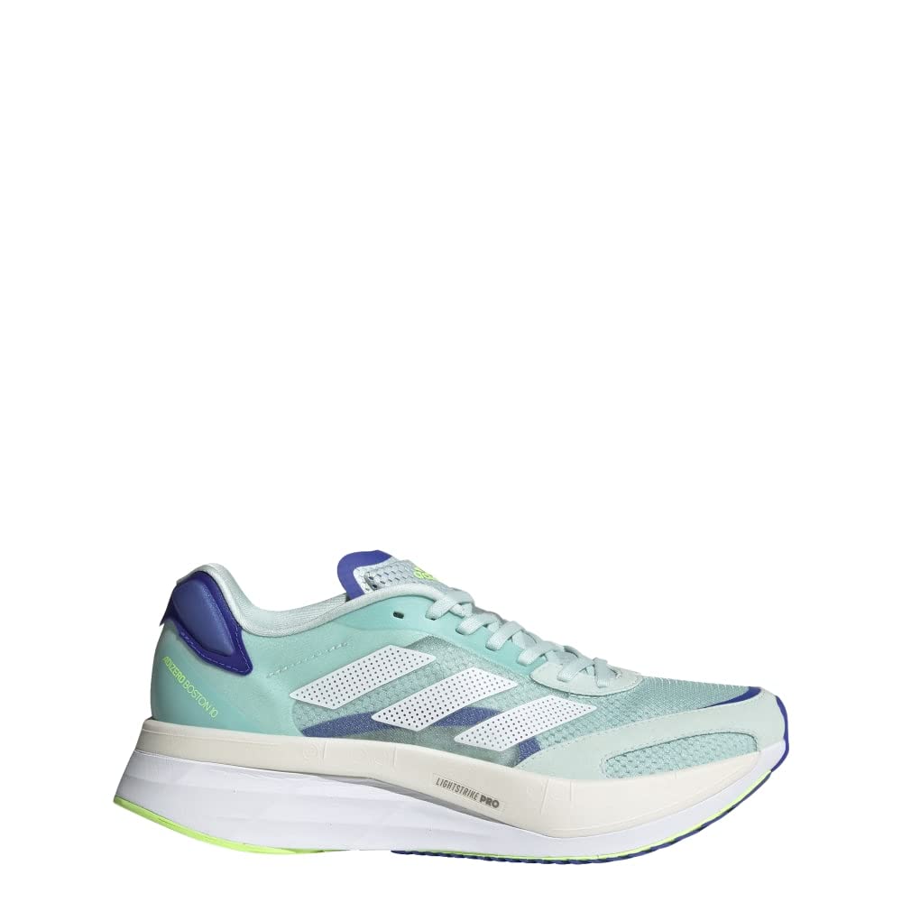 adidas Womens Adizero Boston 10 Running Shoes, Halo Mint/Cloud White/Sonic Ink, 6